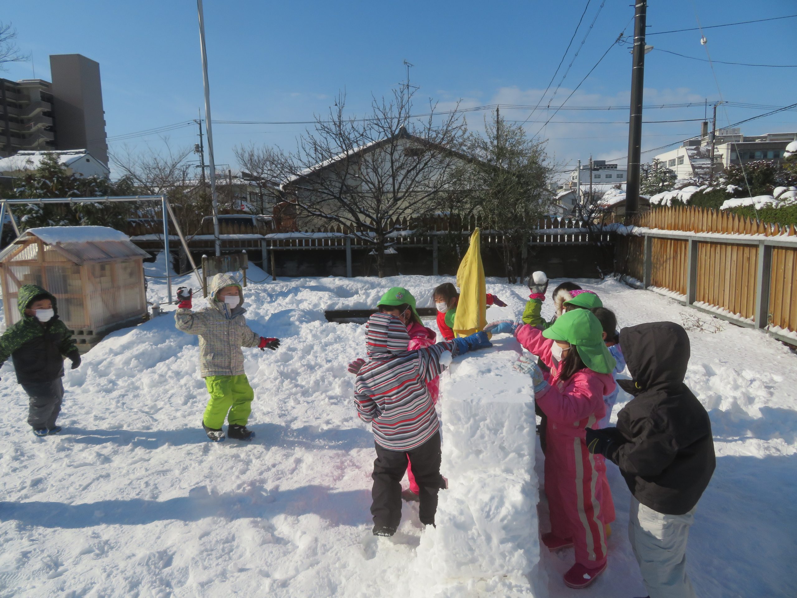 雪合戦をしたよ～?（年長組）